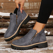 Ankle Boots Leopard Print Suede Lug Sole Chunky Side Zip Winter Boots | Nina