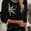 Flora | Women's Oversized Long Snowflake Crew-Neck Knit Christmas Sweater