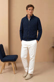 Wool Jacket Men Stand Collar Zip Long Sleeve Regular Fit Winter