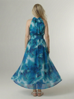 FJØRNA women's summer midi dress with halter neck, sleeveless, flowy fabric, perfect for warm weather and casual occasions.