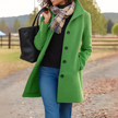 Wool Coat Tailored Notch Collar Button Up Long Winter Coat | Elvira