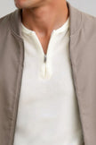 Bomber Jacket Men Slim Fit Zip Ribbed Collar Recycled Polyester