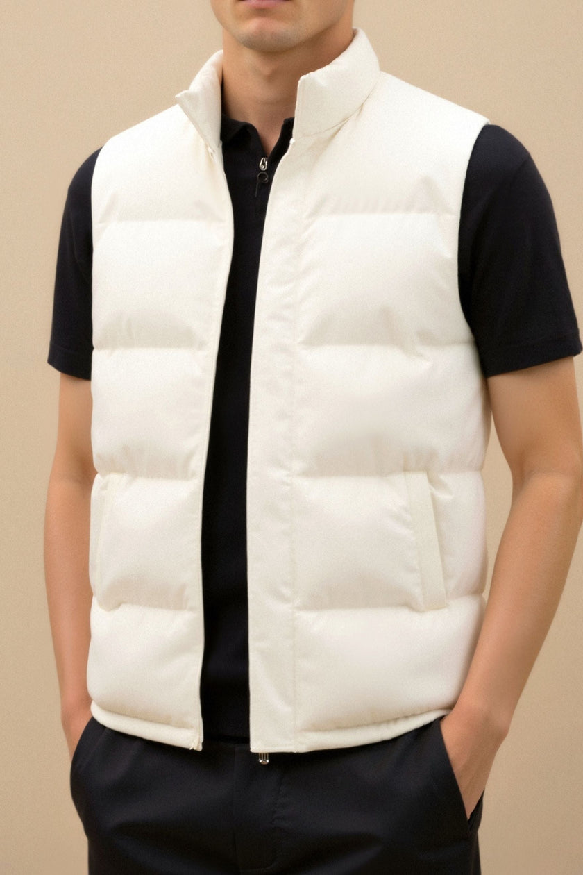 Gilet Vest Men Sleeveless High Stand Collar Zip Regular Fit