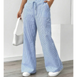 FJØRNA women's lightweight summer trousers with drawstring and striped pattern, casual and comfortable for warm weather.