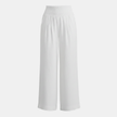 FJØRNA high waist wide leg white trousers for women, stylish and comfortable pants with a relaxed fit and flowing silhouette.