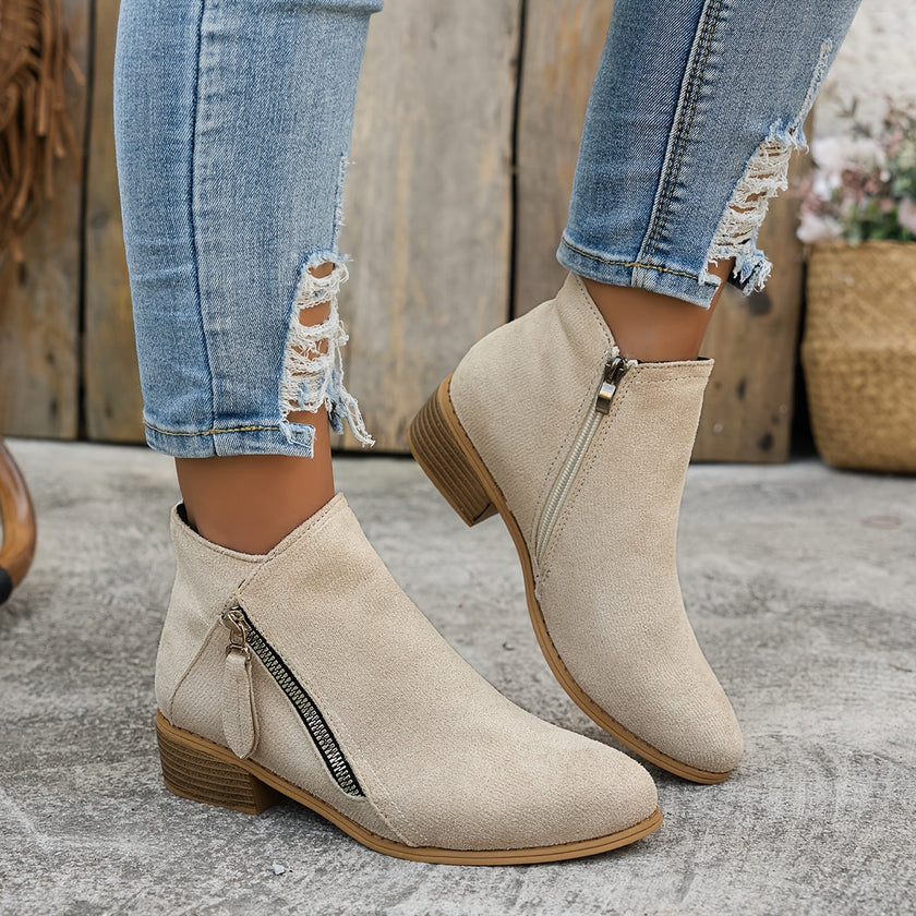 Elara | Women's Zip Ankle Elegance, Ease Boots with Comfortable Casual