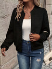 Birgit | Women's Quilted Crew-Neck Long-Sleeve Zip Bomber Jacket