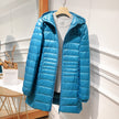 Quilted Jacket Women Hooded Zip Front Lightweight Mid-Length