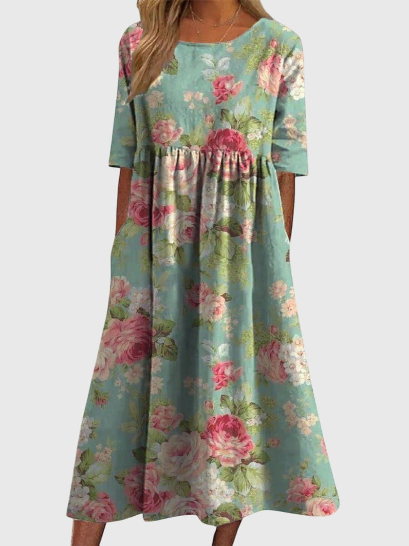 Djala | Women's Flowy Relaxed-Fit Dress with Delicate Embroidery