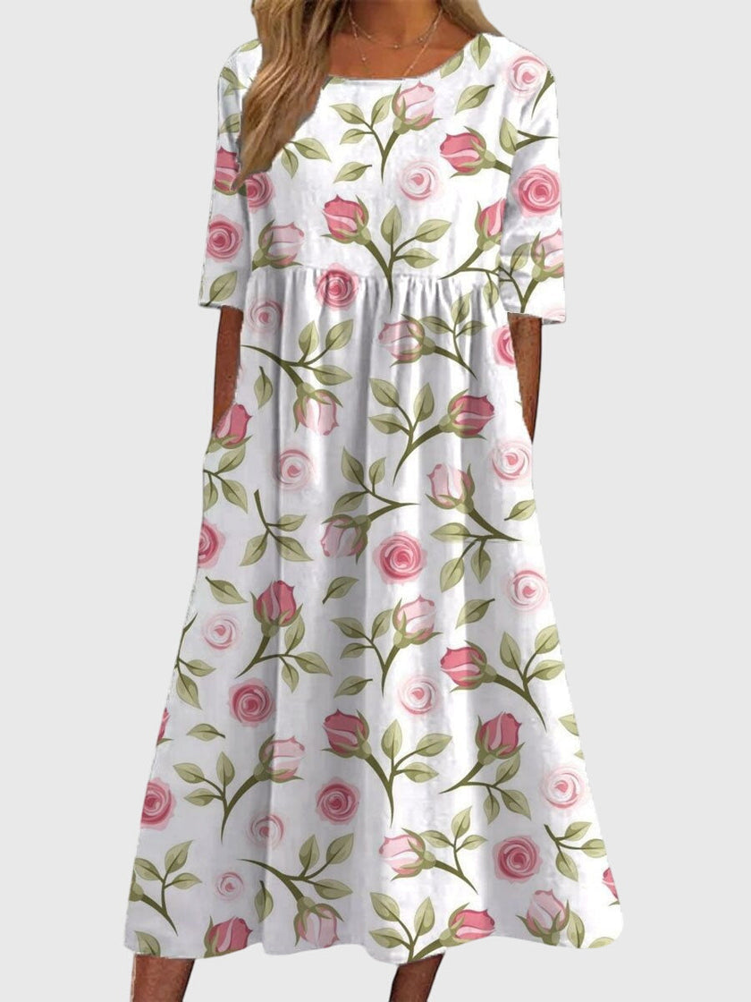 Djala | Women's Flowy Relaxed-Fit Dress with Delicate Embroidery