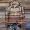 Gaby | Women's Cozy Oversized Knit Nordic Hoodie Sweatshirt Pullover with Round-Neck Hooded Star Print Soft for Autumn