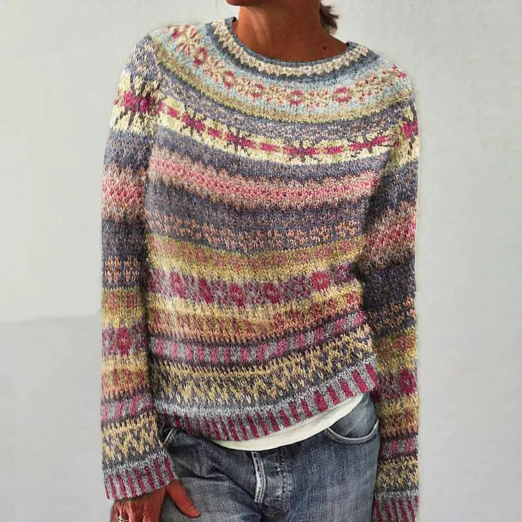 Ella | Women's Relaxed-Fit Vintage Style Sweater with Ribbed Cuffs for Layering