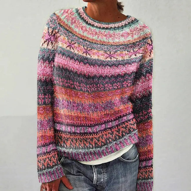 Ella | Women's Relaxed-Fit Vintage Style Sweater with Ribbed Cuffs for Layering