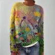 Sage | Women's Cozy Knit Hooded Sweater with Ethnic Print for Casual