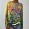 Sage | Women's Cozy Knit Hooded Sweater with Ethnic Print for Casual