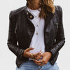 Sanne | Women's Black Collar Long-Sleeve Quilted Cropped Leather Jacket
