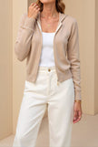 Hooded Zip Sweater Women Cotton Blend Relaxed Fit