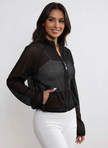 Mesh Jacket Women Cropped Zip Front Lightweight