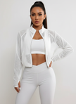 Mesh Jacket Women Cropped Zip Front Lightweight