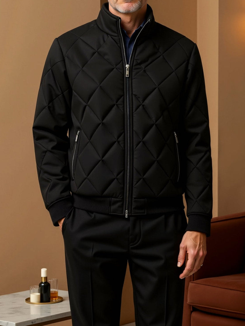 Puffer Jacket Men Padded Stand Collar Zip Regular Fit Winter