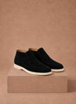 Men's suede ankle loafers by FJØRNA featuring a moc-toe design, ideal for smart casual occasions.