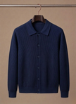 Men's FJØRNA breathable knit cardigan sweater, smart casual layer with a cozy, textured knit design and button front.
