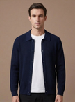 Men's breathable knit cardigan sweater by FJØRNA, smart casual layer with a textured knit design and button closure.