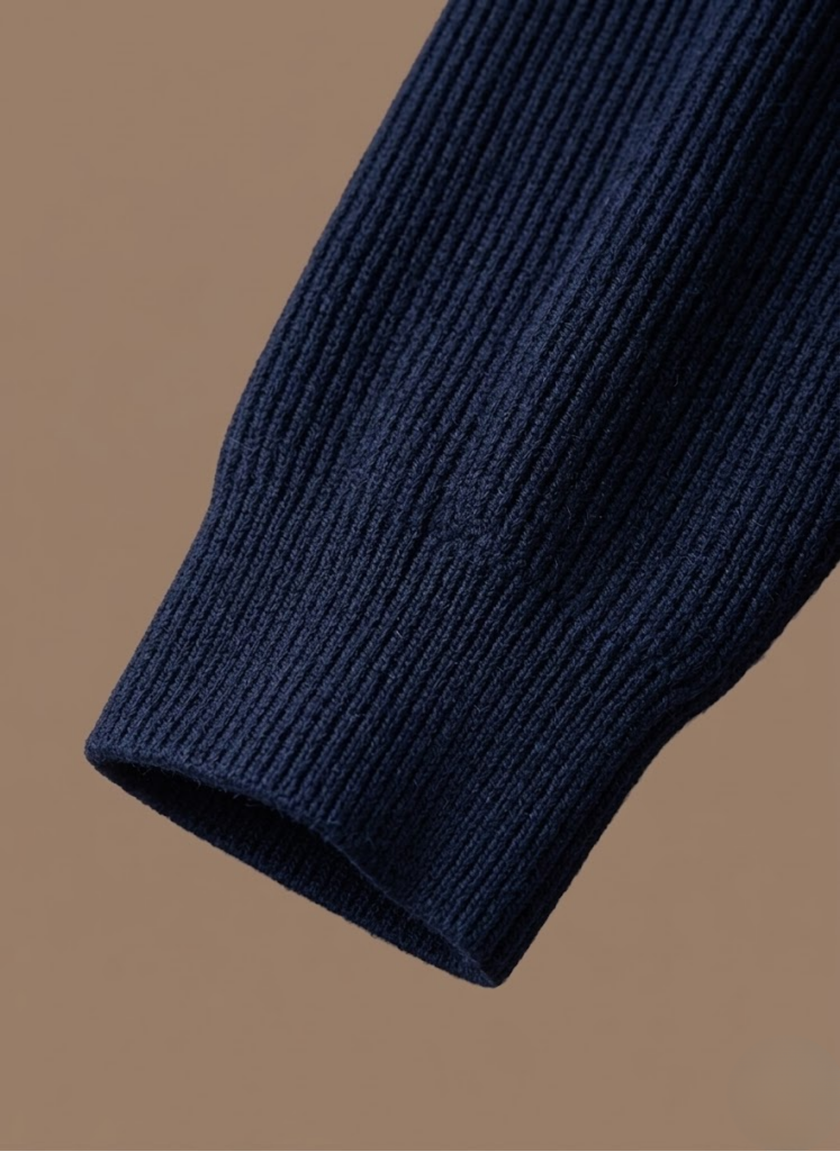 Men's breathable knit cardigan sweater by FJØRNA, smart casual layer with a textured knit pattern and button front.