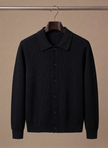 Men's breathable knit cardigan sweater by FJØRNA, featuring a smart casual style, displayed on a model.