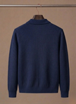 Men's breathable knit cardigan sweater by FJØRNA, smart casual layer with a cozy, textured knit design.