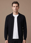 Men's breathable knit cardigan sweater by FJØRNA, stylish smart casual layer with a cozy knit texture and button-front design.