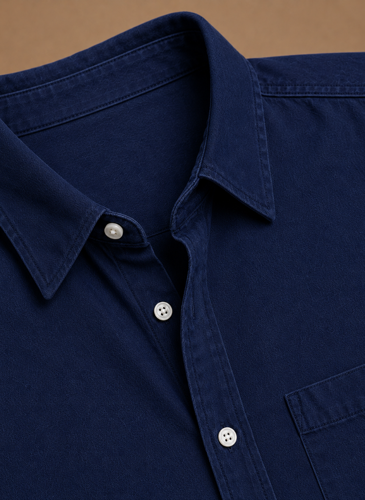 Men's FJØRNA classic button-up shirt in relaxed fit, perfect for smart casual outfits, shown in a natural fabric and fit.