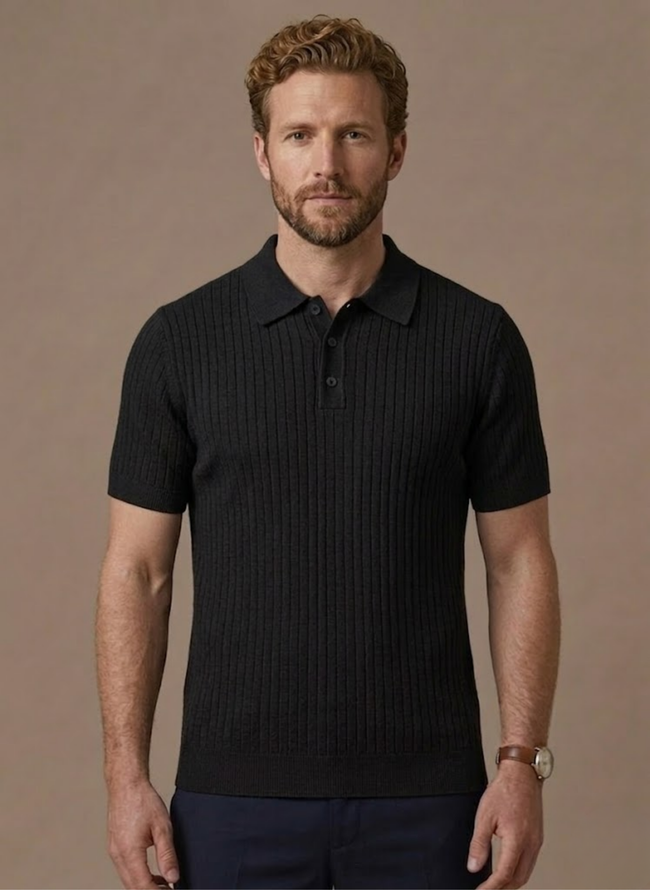 Men's lightweight cotton polo shirt by FJØRNA, casual everyday style, shown in a relaxed fit with short sleeves and classic collar.