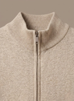 Men's zip cardigan by FJØRNA featuring a stand collar, casual stretch knit fabric, and a relaxed sweater style.