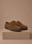 Men's FJØRNA suede driving loafers with slip-on design, soft and comfortable for casual wear and driving.