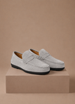 FJØRNA men's suede driving loafers, soft and comfortable slip-on shoes, featuring a classic design and sleek finish.