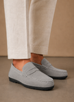 FJØRNA men's suede driving loafers, soft and comfortable slip-on shoes with sleek design and casual style.