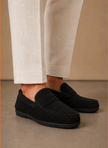 Men's FJØRNA suede driving loafers, soft and comfortable slip-on shoes with sleek design and casual style.