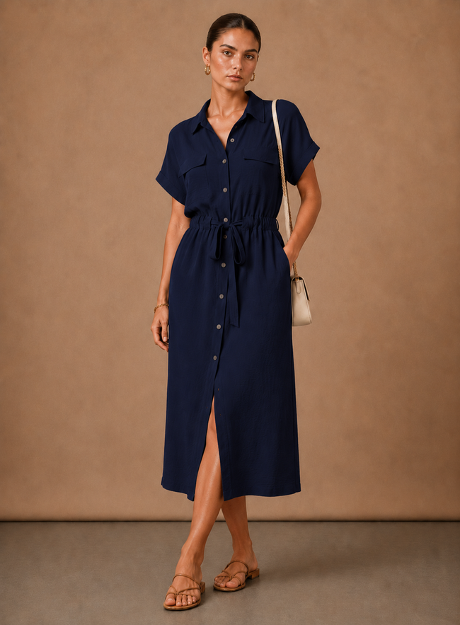 Elegant women's sleeveless formal dress by FJØRNA, lightweight and suitable for special occasions, shown on a model.