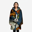 Hooded Jacket Women Cat Print Longline Zip Front