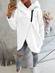 Hoodie Women Asymmetric Soft Fleece Relaxed Fit