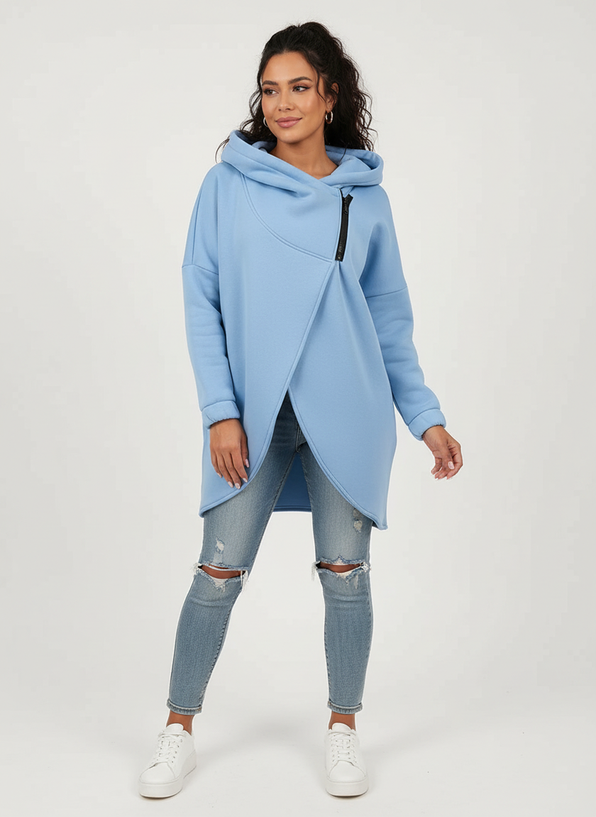 Hoodie Women Asymmetric Soft Fleece Relaxed Fit