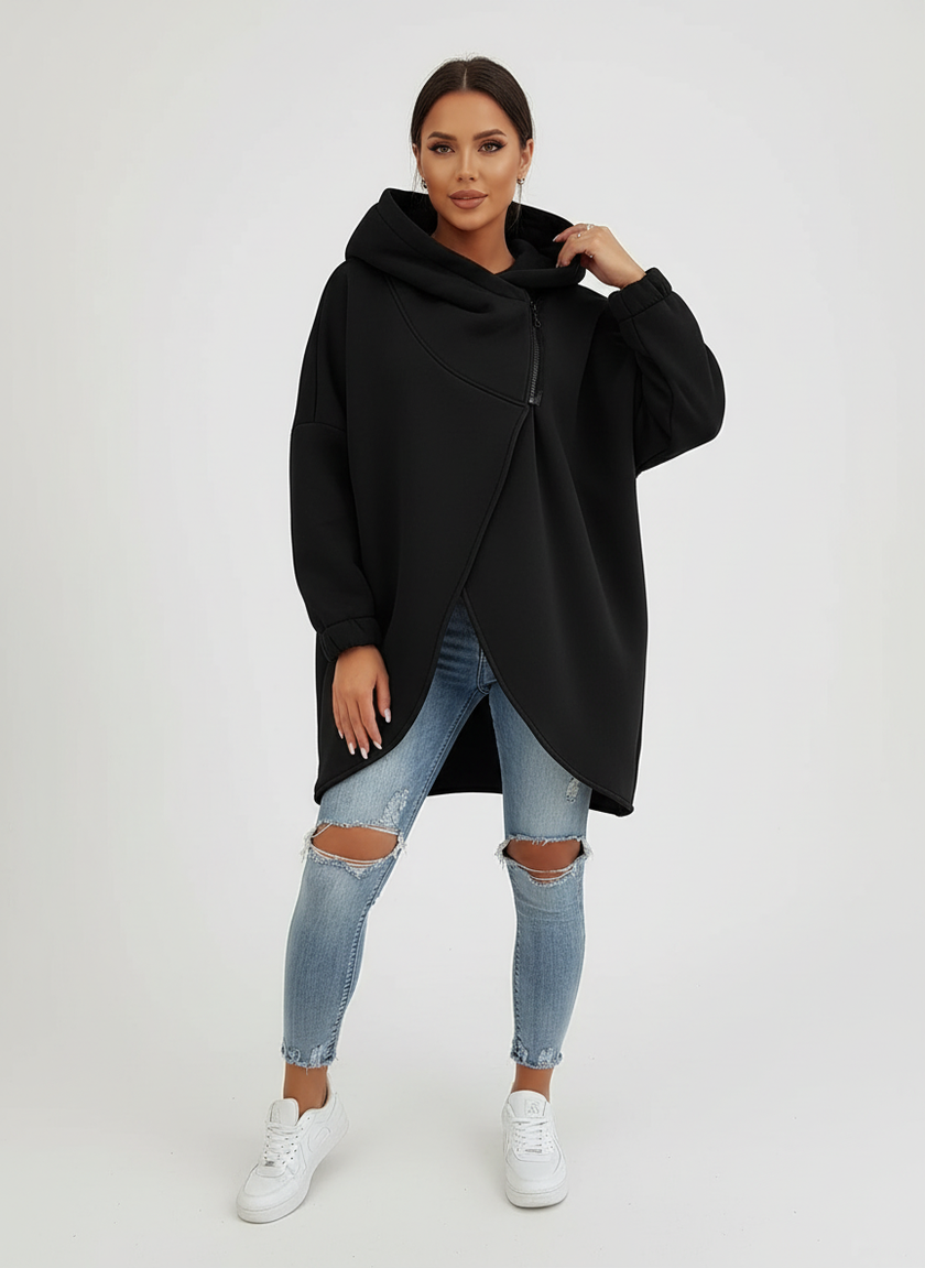 Hoodie Women Asymmetric Soft Fleece Relaxed Fit