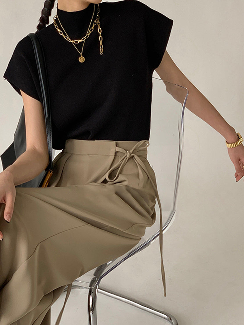 Knit Sweater Vest Women Relaxed Fit Round Neck Sleeveless
