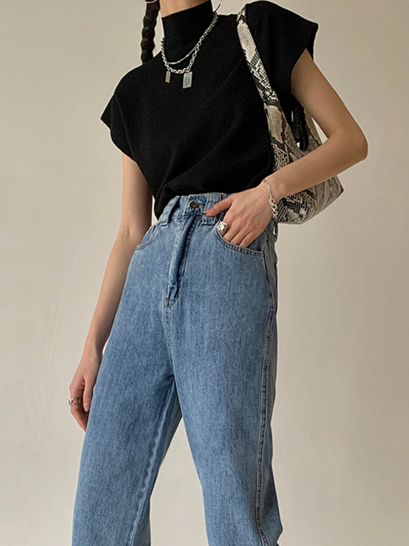 Knit Sweater Vest Women Relaxed Fit Round Neck Sleeveless