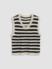 Crochet Knit Vest Top Women Striped V-Neck Black