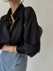 Button-Up Shirt Women Oversized Long Sleeve Collared