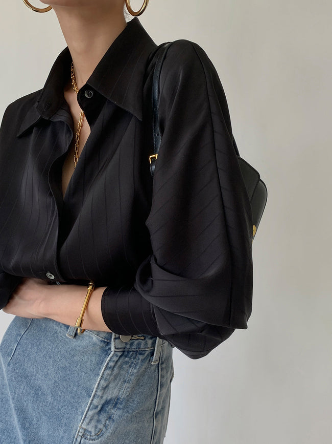 Jean | Women's Oversized Button-Up Shirt with Long-Sleeve Classic Cozy for Everyday