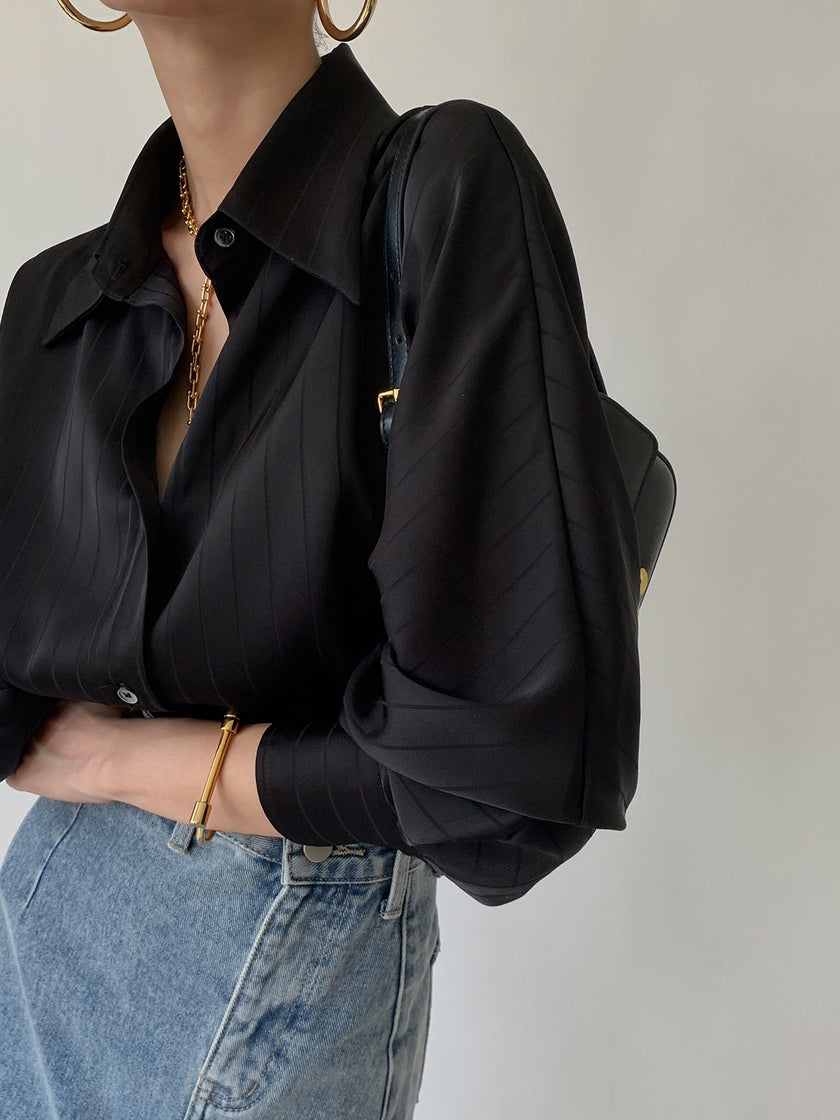 Button-Up Shirt Women Oversized Long Sleeve Collared