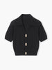 Knit Crop Top Women V-Neck Slim Fit Short Sleeve